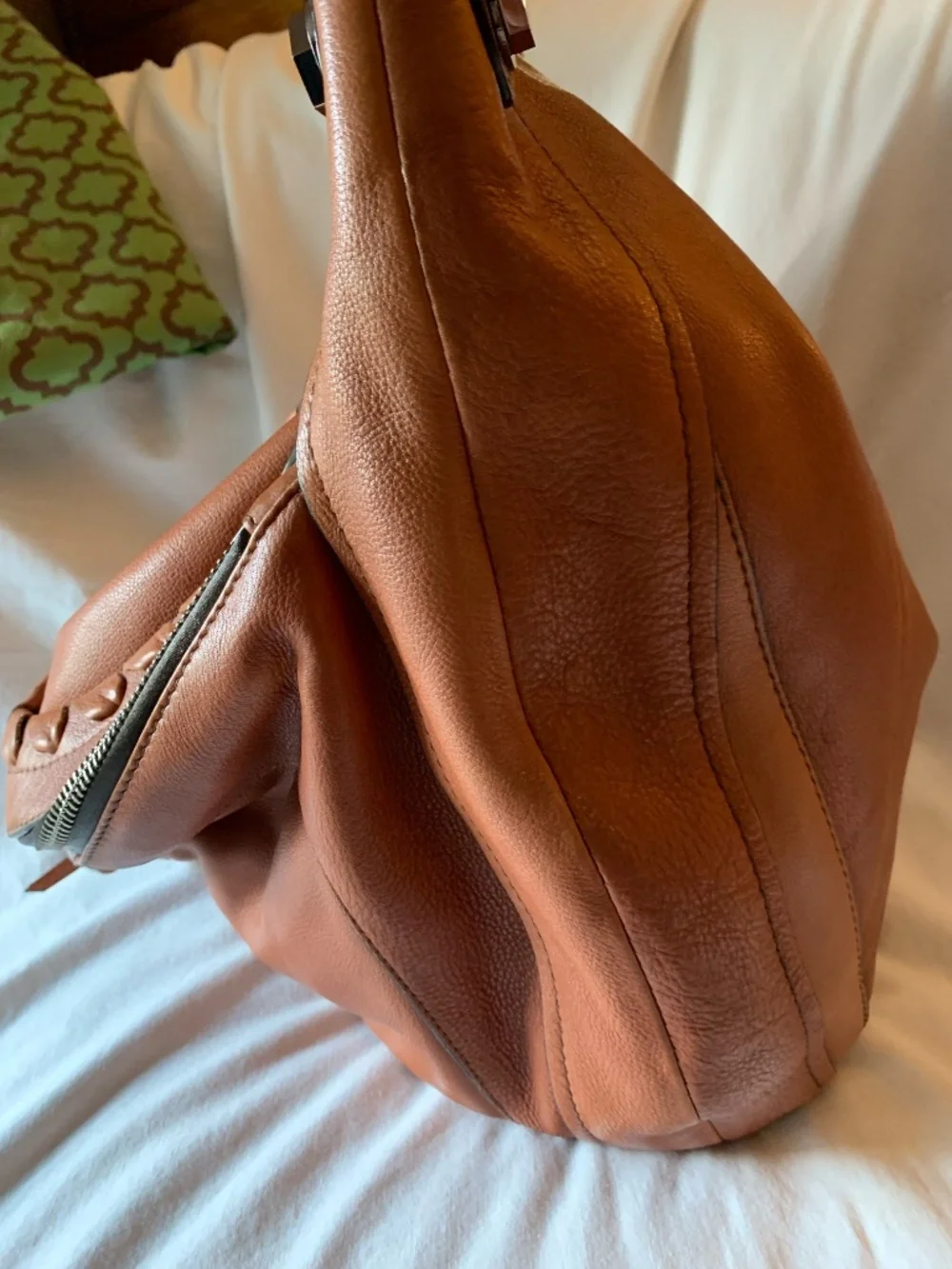 orYANY 'Cassie' large genuine leather hobo bag in cognac color